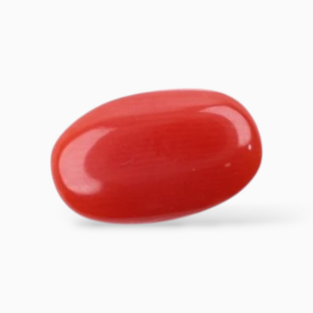 Natural Red Coral Mooga Stone 2.05 Carats In Oval Cabochon Shape 9.5x5.8mm Size