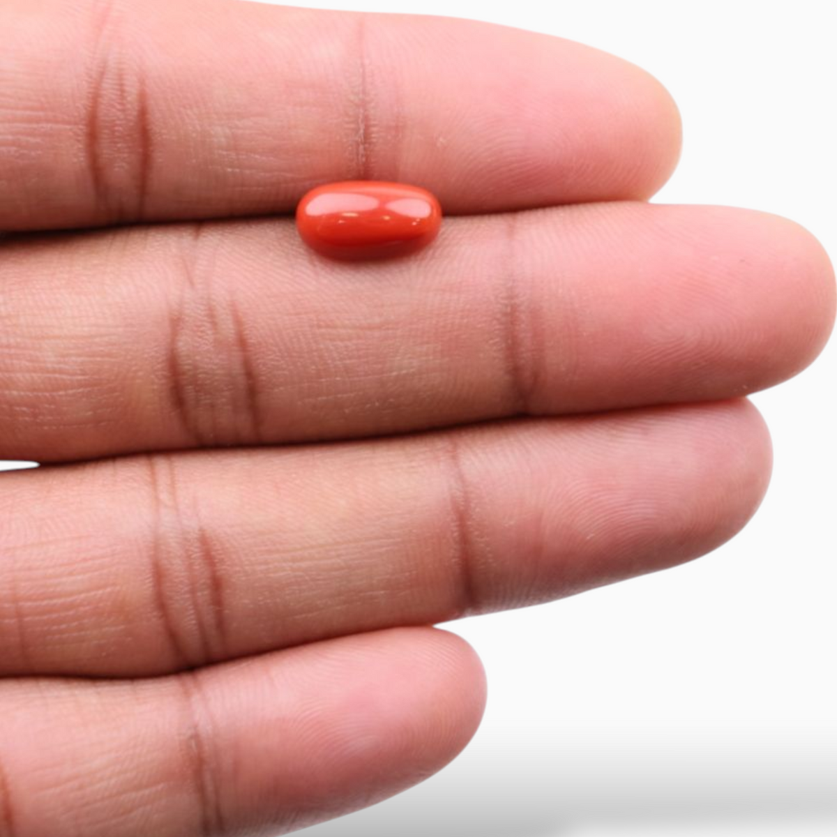Best Quality Coral Stone For Sale 3.55 Carats In Oval Cabochon Shape 12x6.5mm Size