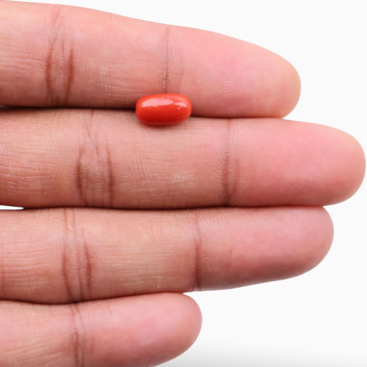 Buy Now Natural Coral Stone 2.80 Carats In Oval Cabochon Shape 10.8x5.9mm Size