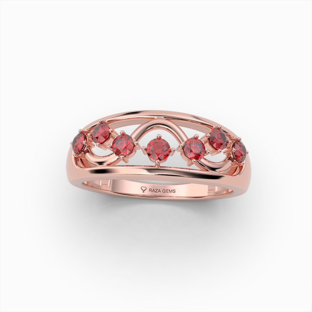ElianaGrace Curved Ruby Wave Ring in 18K Solid Gold