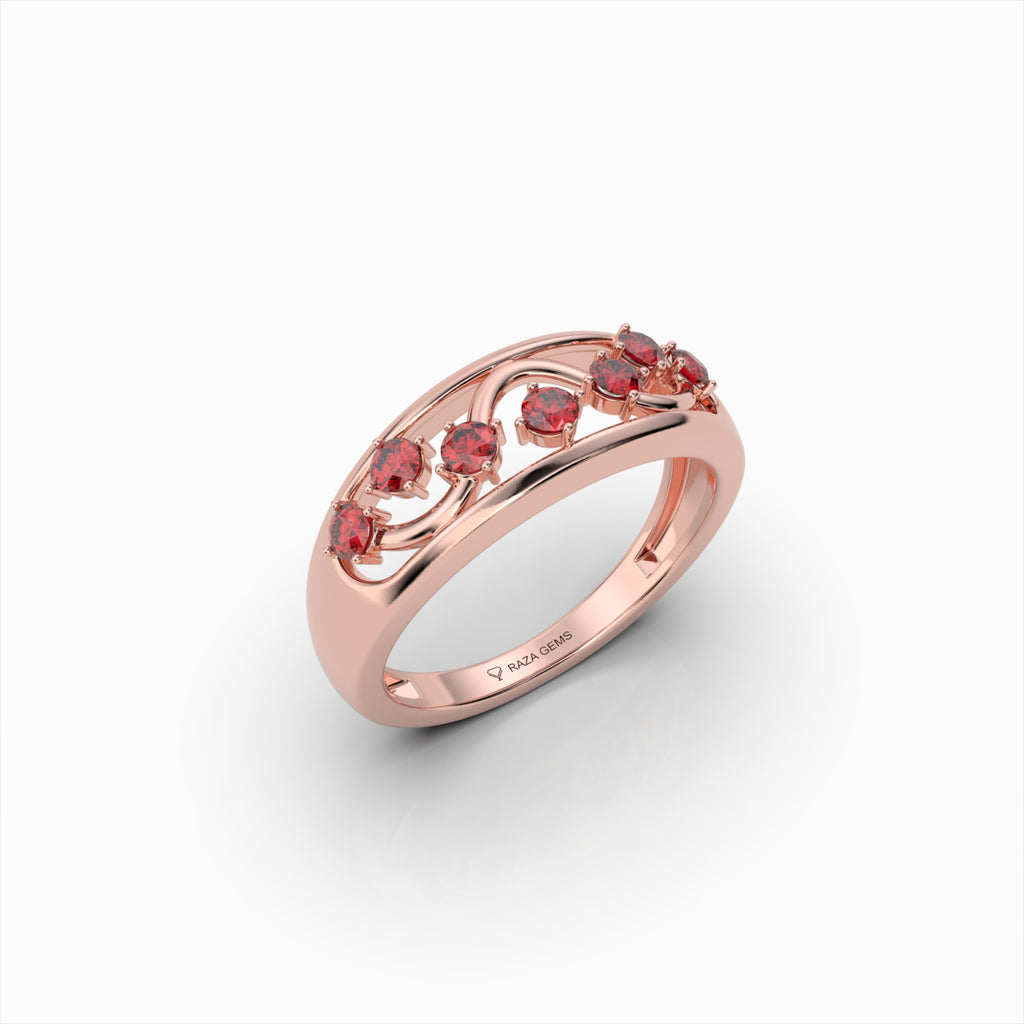 ElianaGrace Curved Ruby Wave Ring in 18K Solid Gold