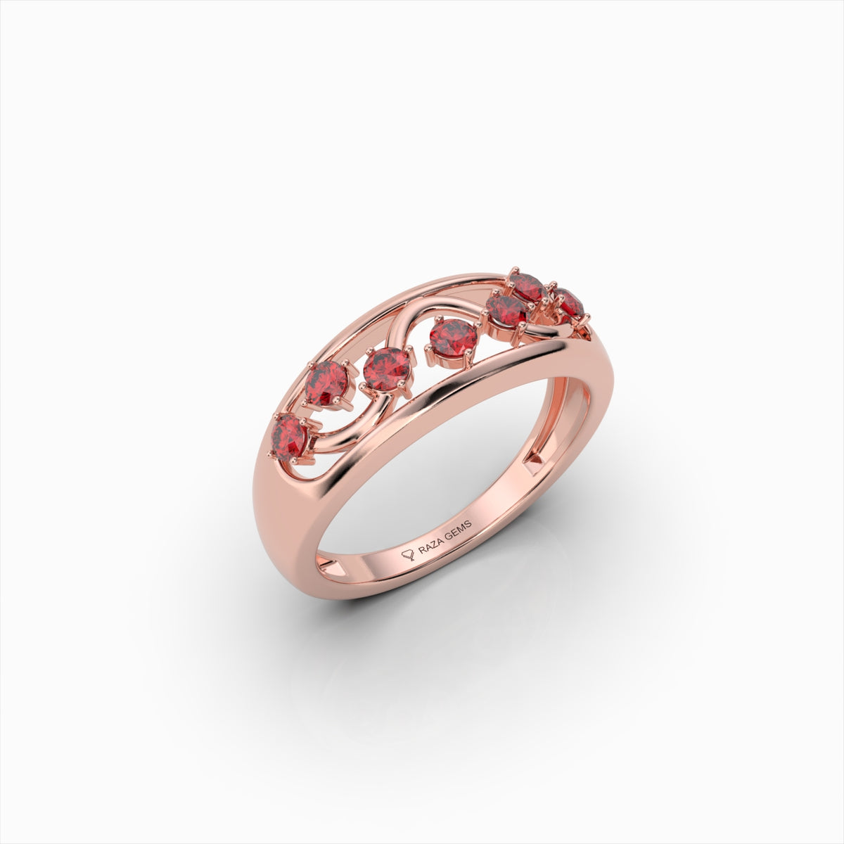 ElianaGrace Curved Ruby Wave Ring in 18K Solid Gold