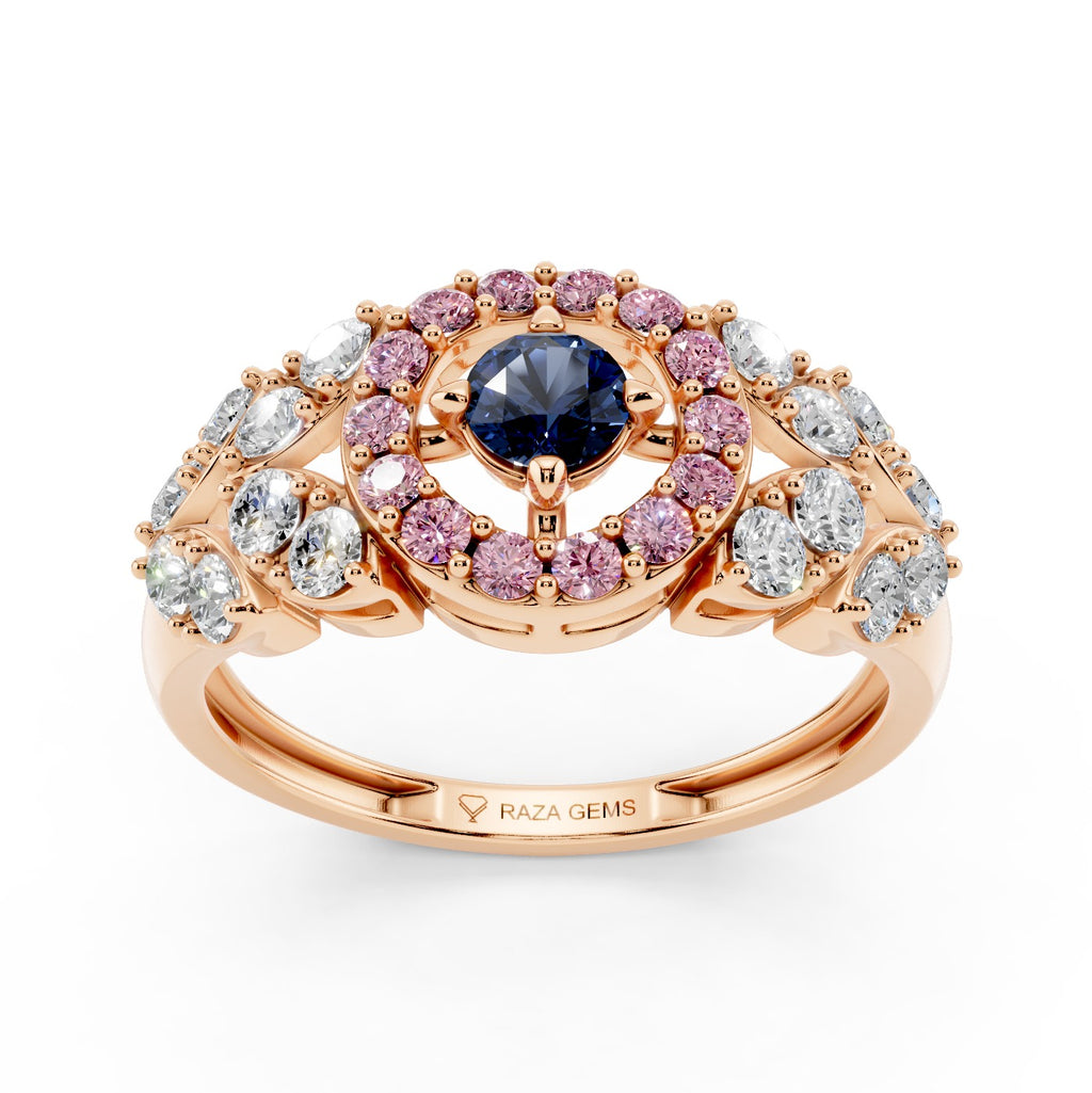 Natural Sapphire and Diamond Ring – 18K Gold (2.8g)