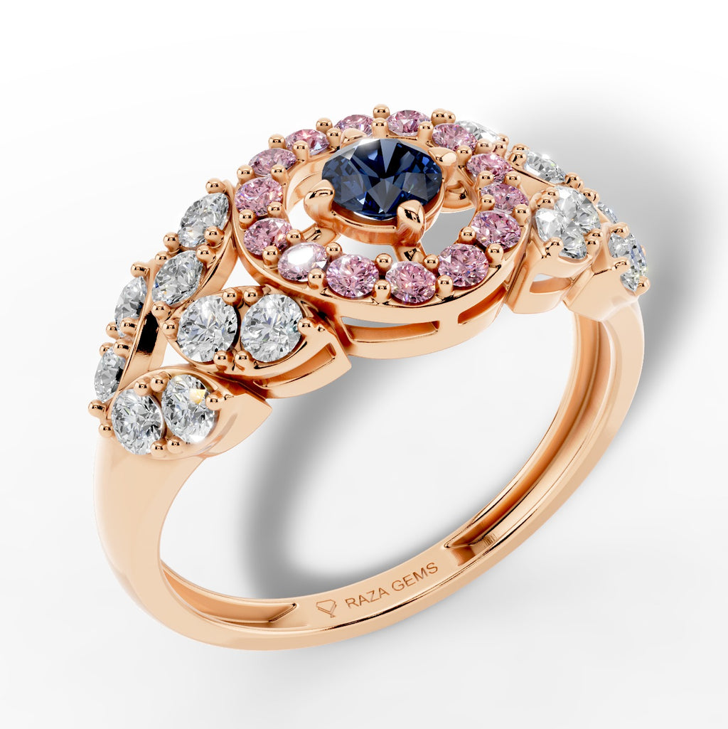 Natural Sapphire and Diamond Ring – 18K Gold (2.8g)