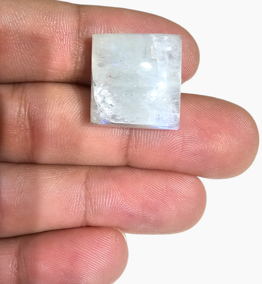 Natural Rainbow Moonstone 28.54 Carats Square Cabochon Shape 18.5x17.4mm