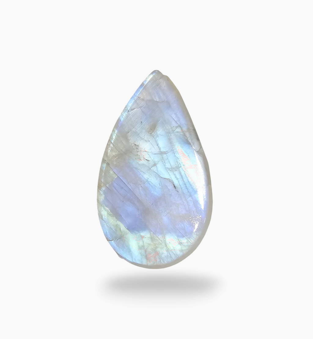 Natural Rainbow Moonstone 15.61 Carats Pear Cabochon Shape 25x14.5mm