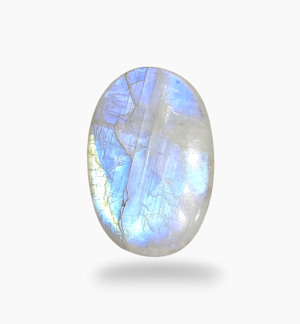 Natural Rainbow Moonstone 17.98 Carats Oval Cabochon Shape 25x16.5mm