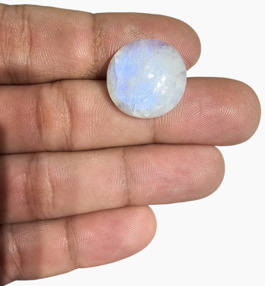 Natural Rainbow Moonstone 17.99 Carats Round Cabochon Shape 18.4x18.6mm