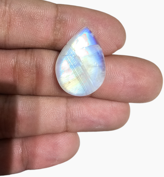 Natural Rainbow Moonstone 21.41 Carats Pear Cabochon Shape 19.5x14.6mm