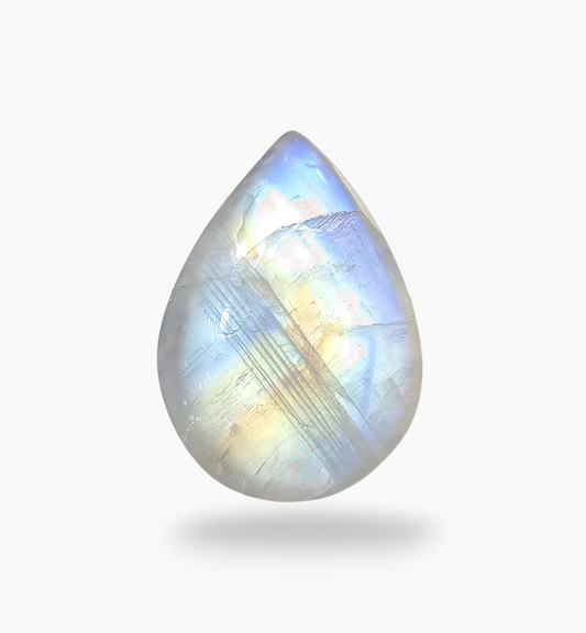 Natural Rainbow Moonstone 21.41 Carats Pear Cabochon Shape 19.5x14.6mm