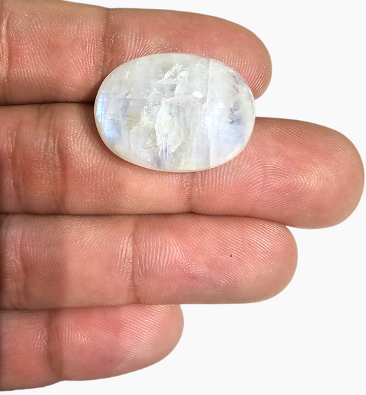 Natural Rainbow Moonstone 29.58 Carats Oval Cabochon Shape 25x18mm