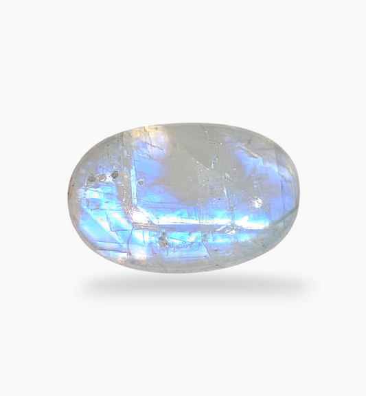 Natural Rainbow Moonstone Gemstone 39.49 Carats Oval Cabochon Shape 9.8x8mm