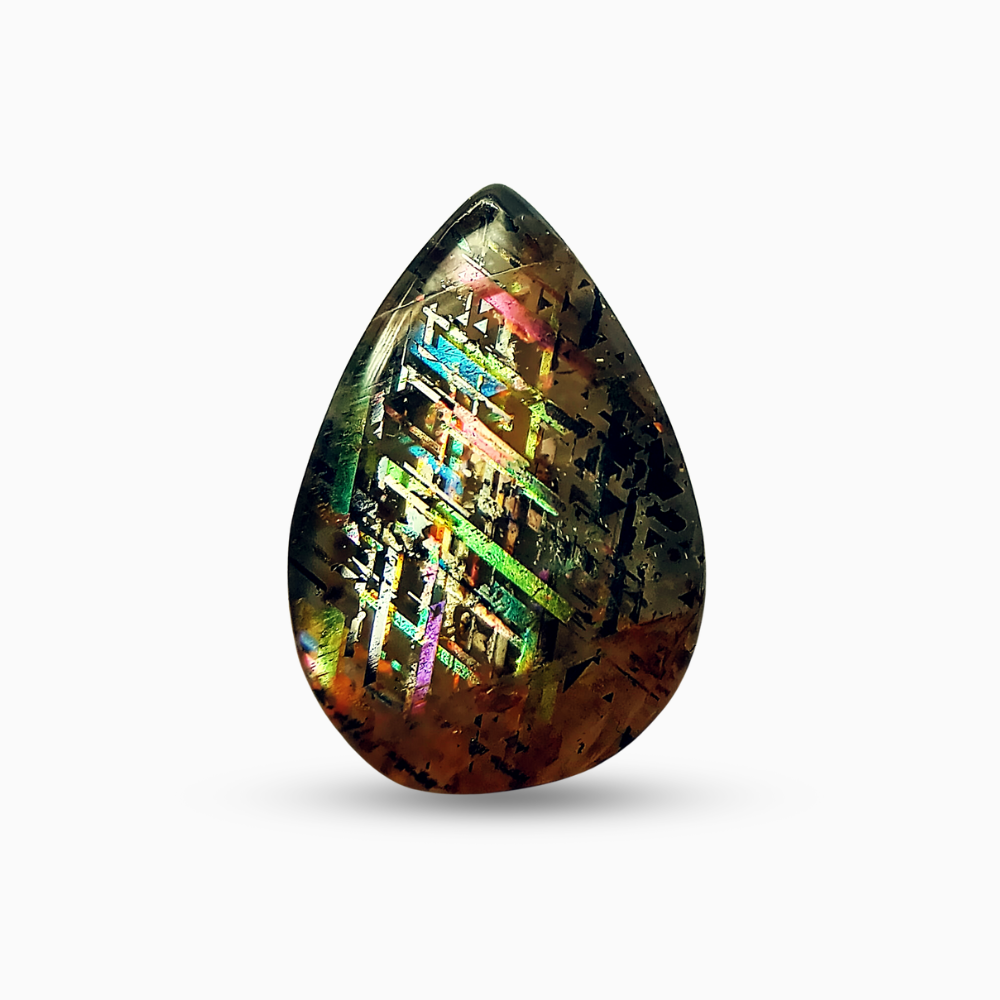 Natural Rainbow Lattice Sunstone Pear Shape