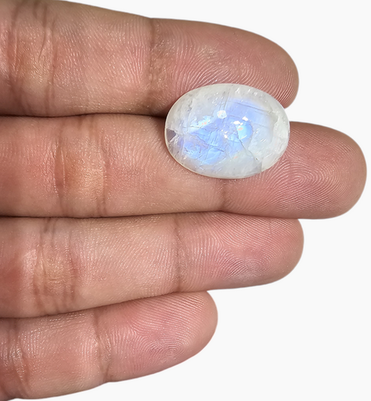 Natural Rainbow Moonstone 13.55 Carats Oval Cabochon Shape 20.2x16mm