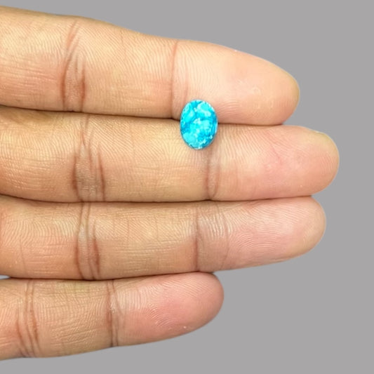 Raw Turquoise Stone 2.38 Carats 10.1 x 7.6 x 4.3 mm in oval