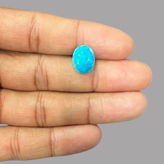 Raw Turquoise Stone 5.63 Carats 13.6 x 10.5 x 5.9 mm in oval