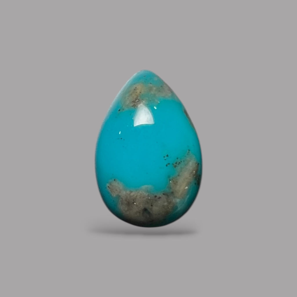 Raw Turquoise Stone Pear Cabochon 4.64 Carats 14.4 x 9.8 x 5.8 mm From Iran