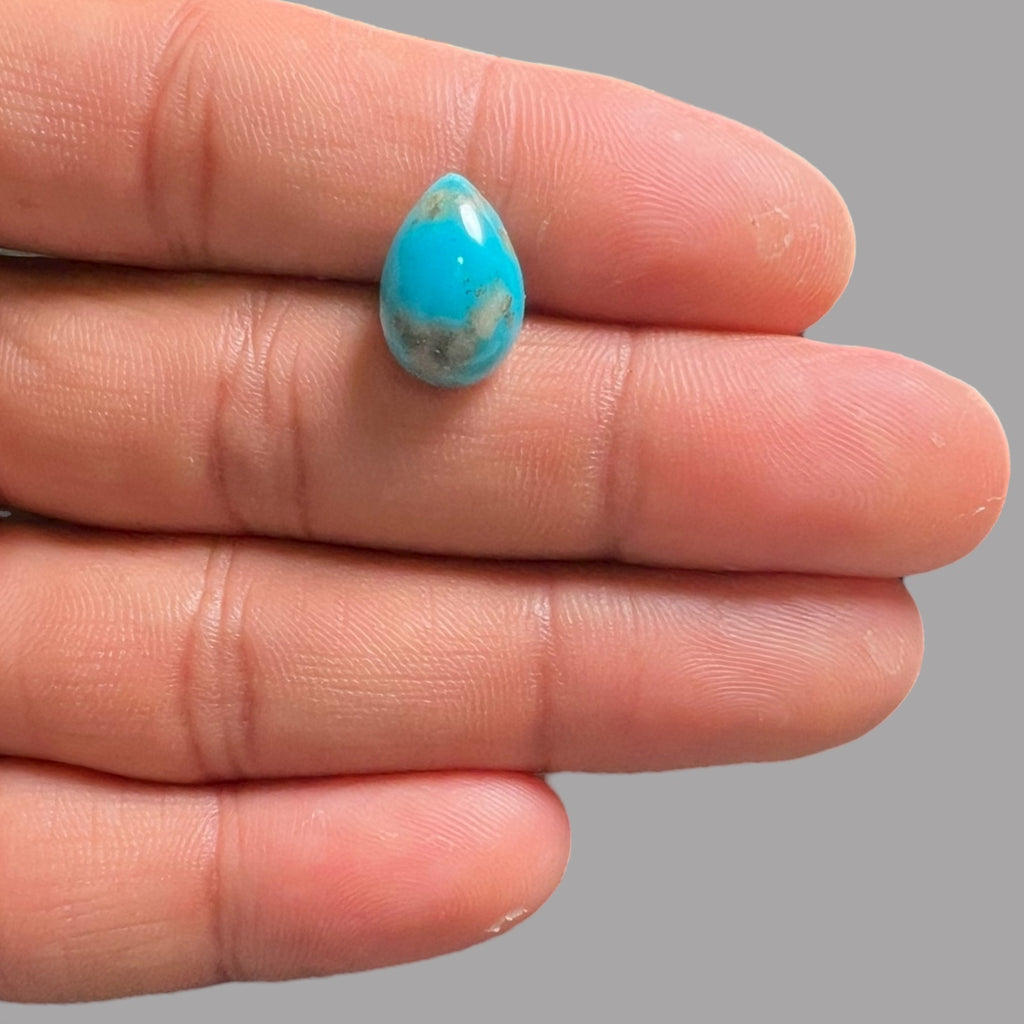 Raw Turquoise Stone Pear Cabochon 4.64 Carats 14.4 x 9.8 x 5.8 mm From Iran