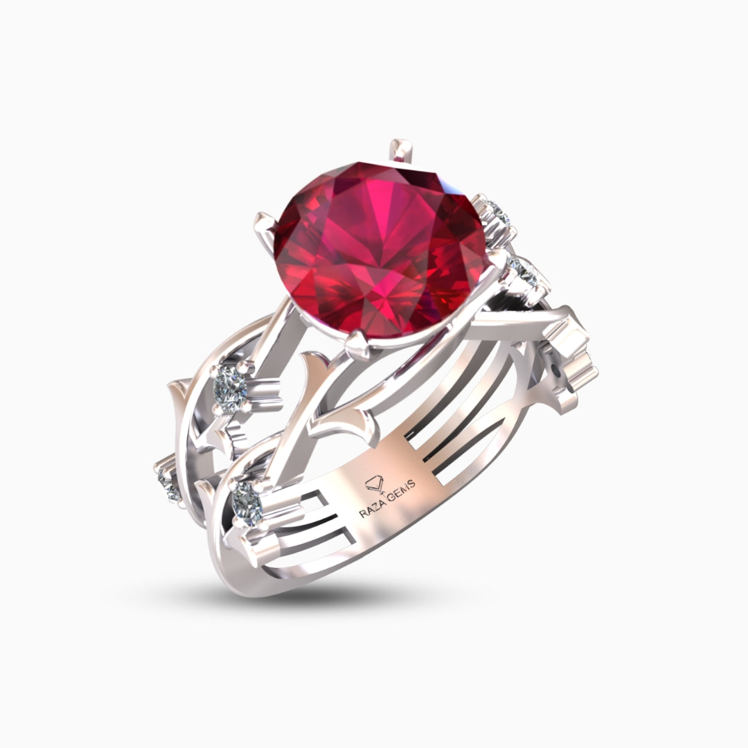 Rawiya Ruby Ring 18K White Gold