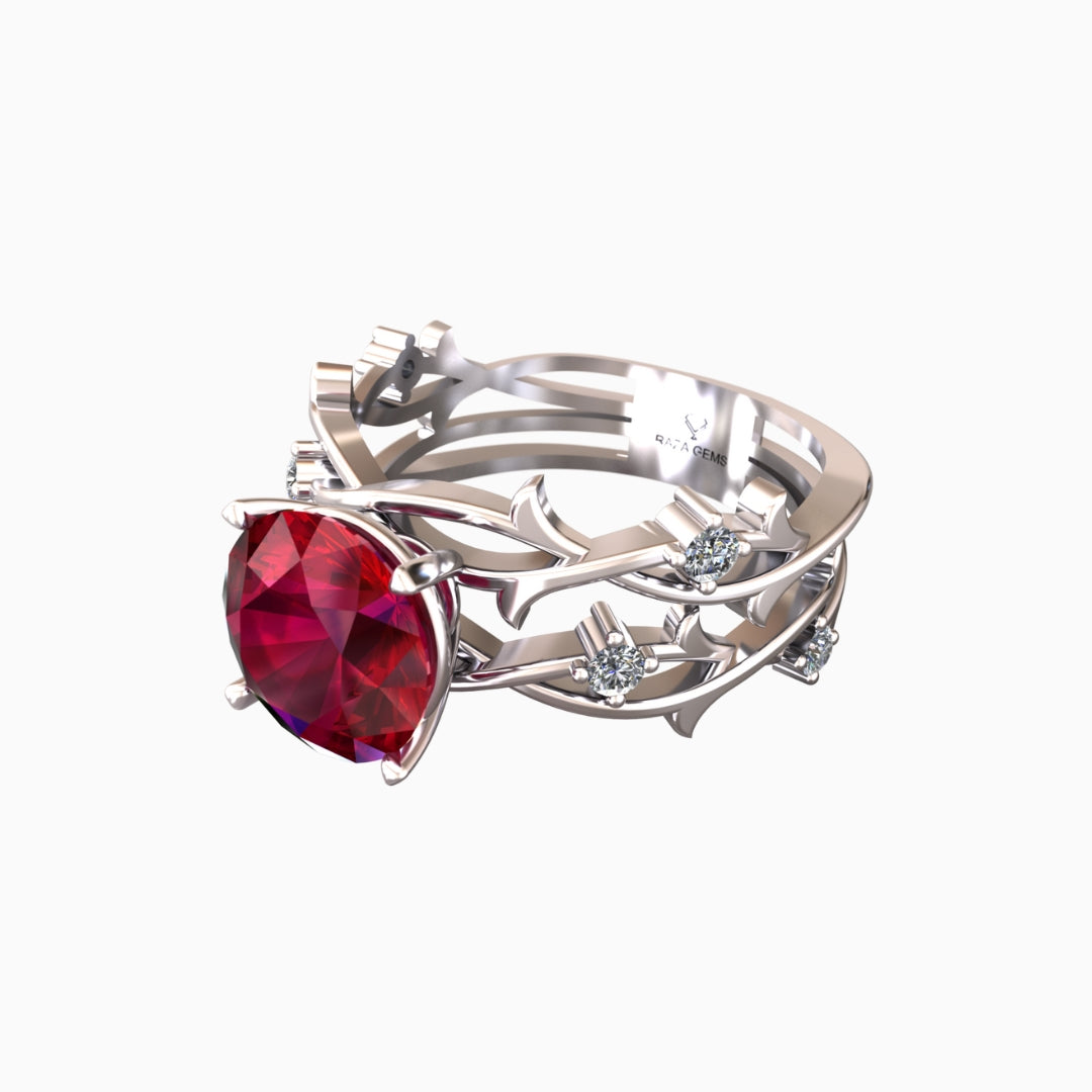 Rawiya Ruby Ring 18K White Gold