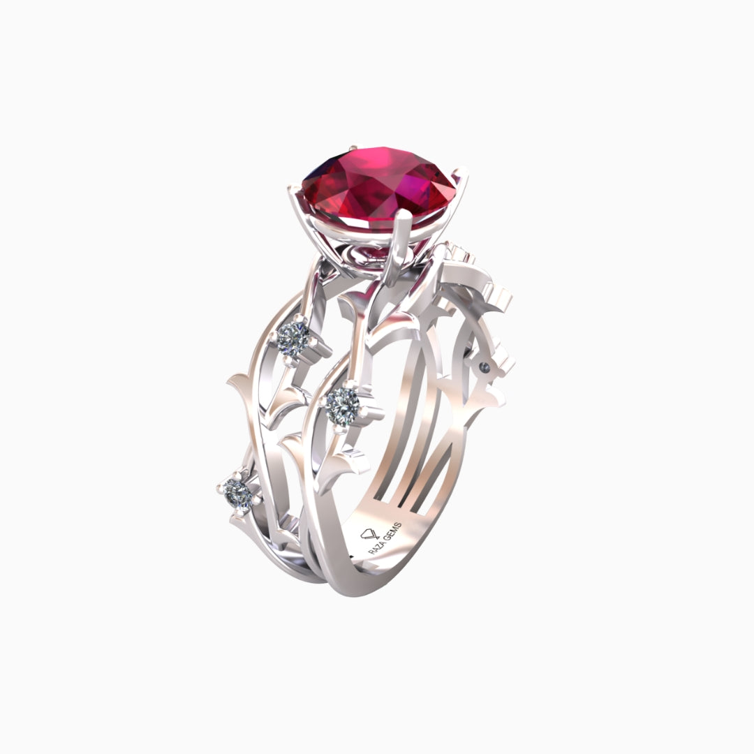 Rawiya Ruby Ring 18K White Gold