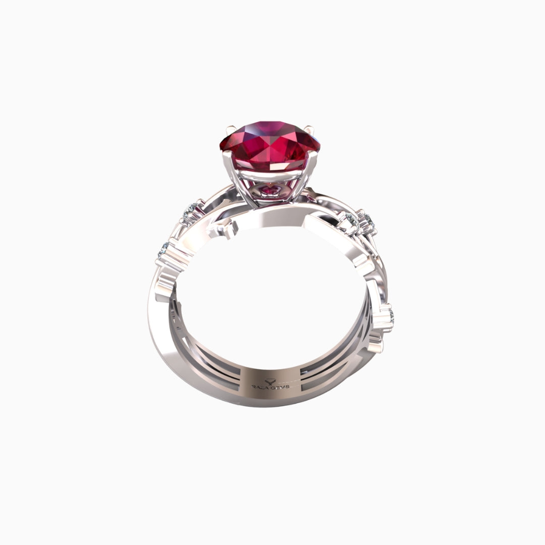 Rawiya Ruby Ring 18K White Gold