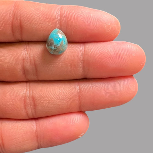 Real Turquoise Stone Pear Cabochon 4.06 Carats 11.9 x 9.7 x 4.7 mm From Iran
