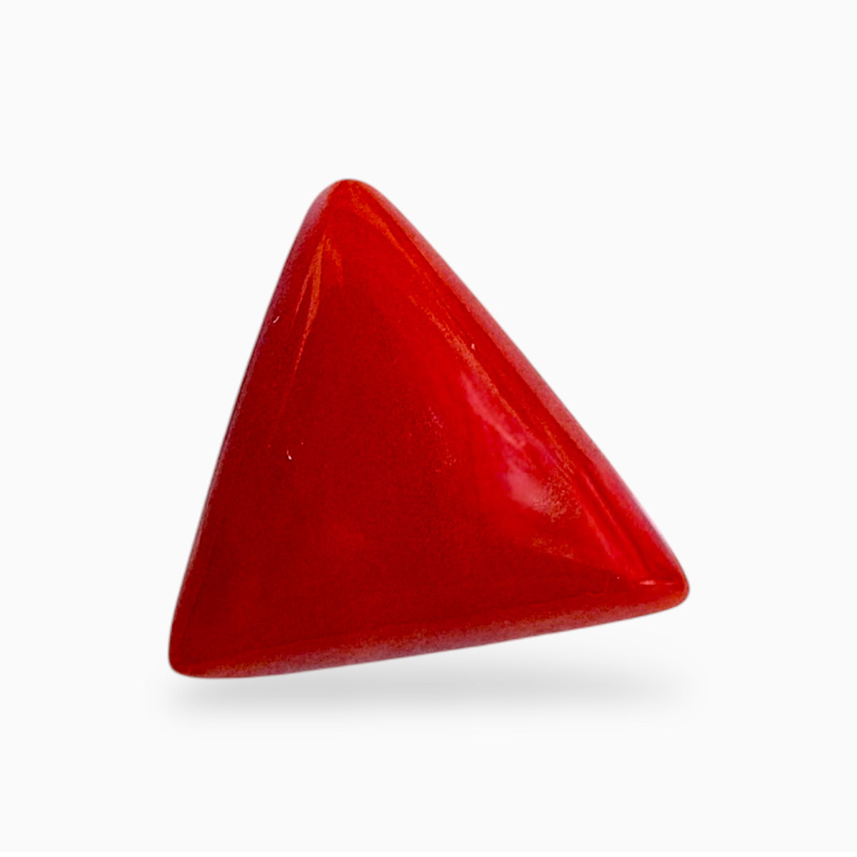 Natural Red Coral Moonga Stone 3.79 Carats Triangle Shape Size 9.5x10.3mm