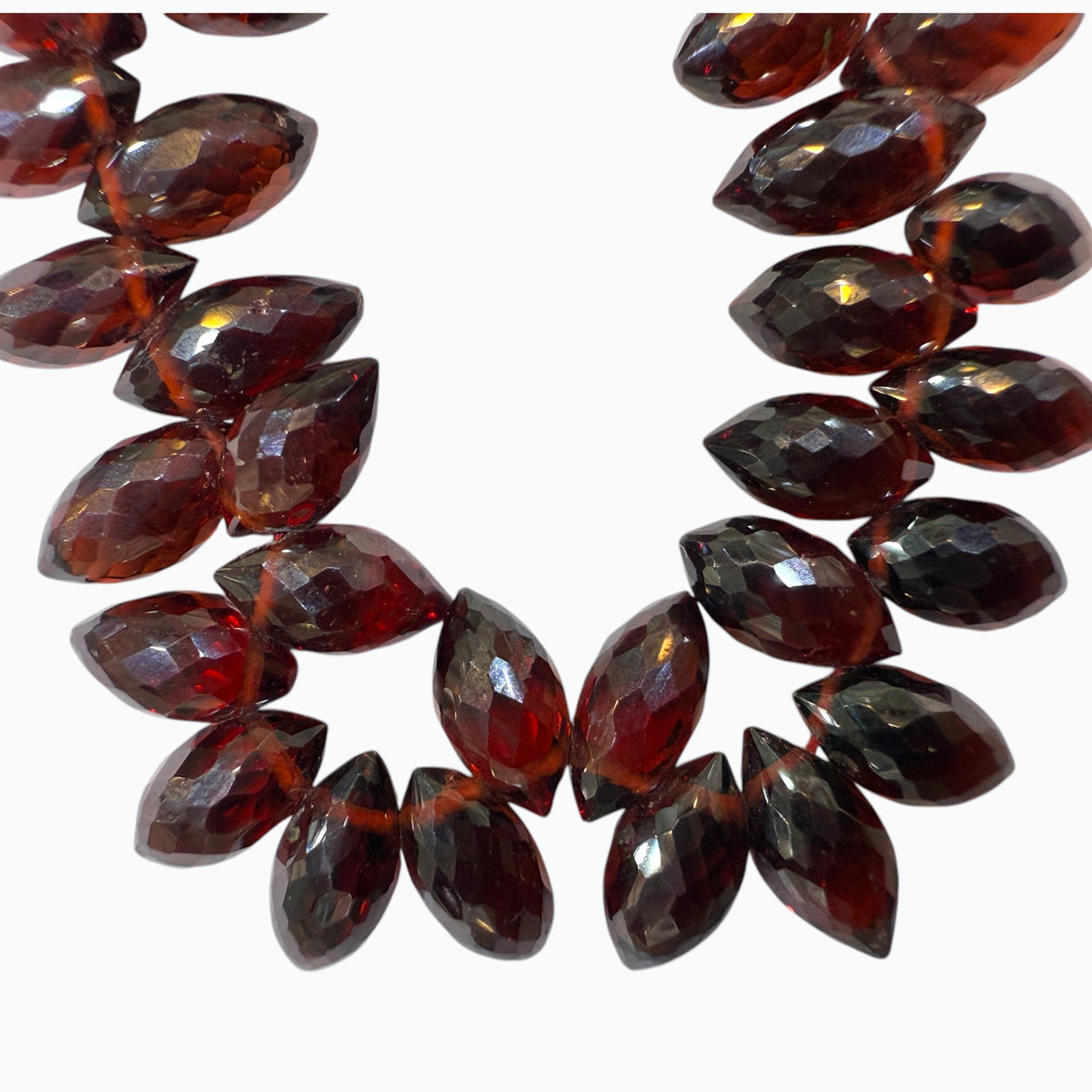 Red Garnet Faceted Marquise briolette Bracelet with Silver Lock 5x9 mm