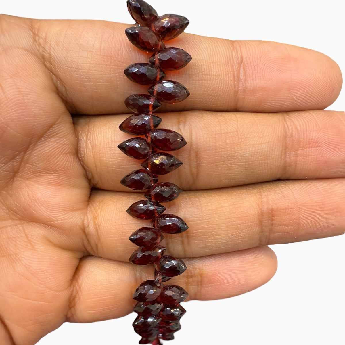Red Garnet Faceted Marquise briolette Bracelet with Silver Lock 5x9 mm