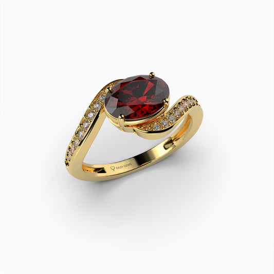 Red Spinel Ring in Natural Stone - Ayla