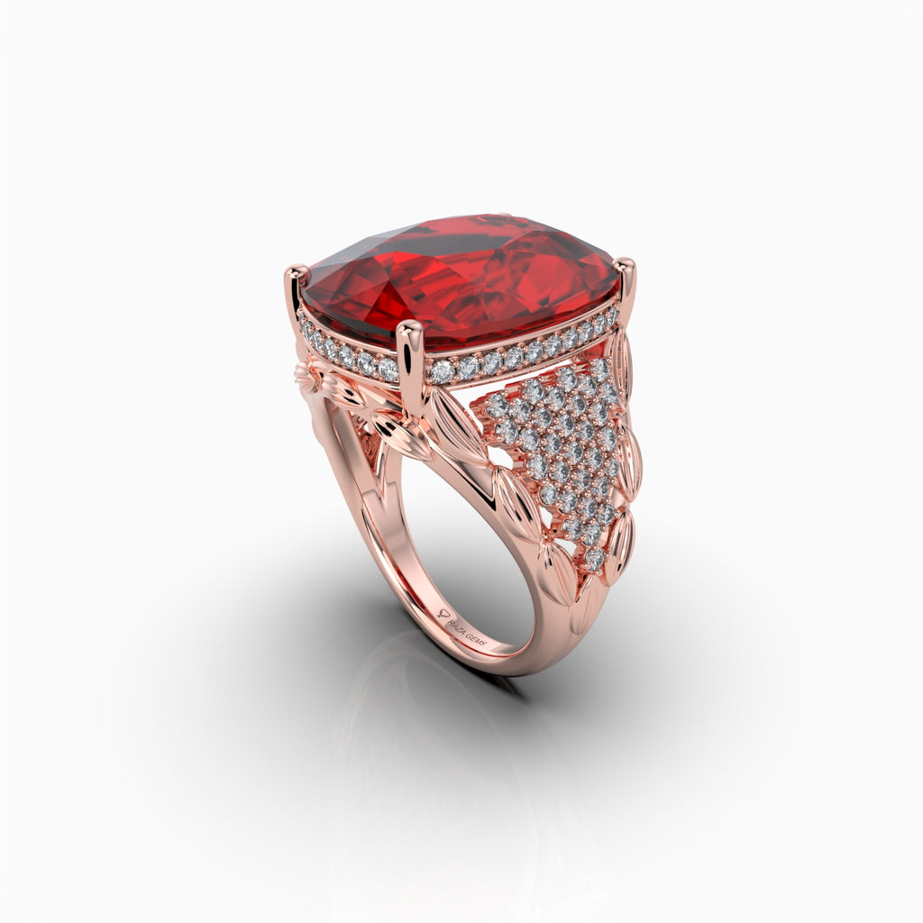 Natural Ruby Cocktail Ring in Gold with Natural Diamonds 10+ Carats Ruby