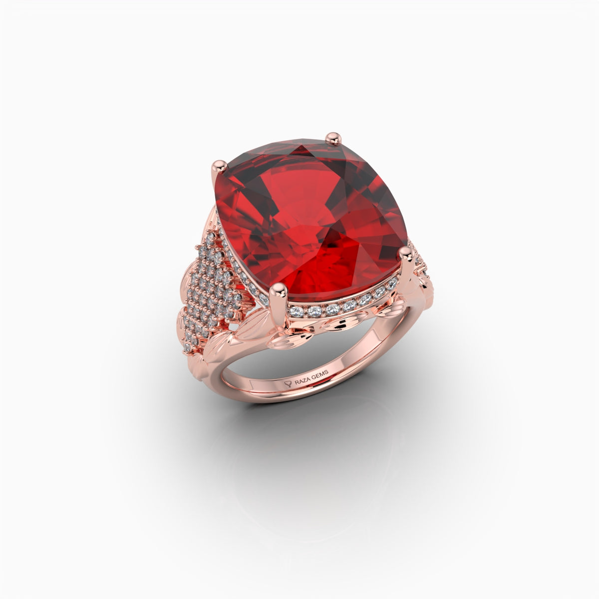 Natural Ruby Cocktail Ring in Gold with Natural Diamonds 10+ Carats Ruby
