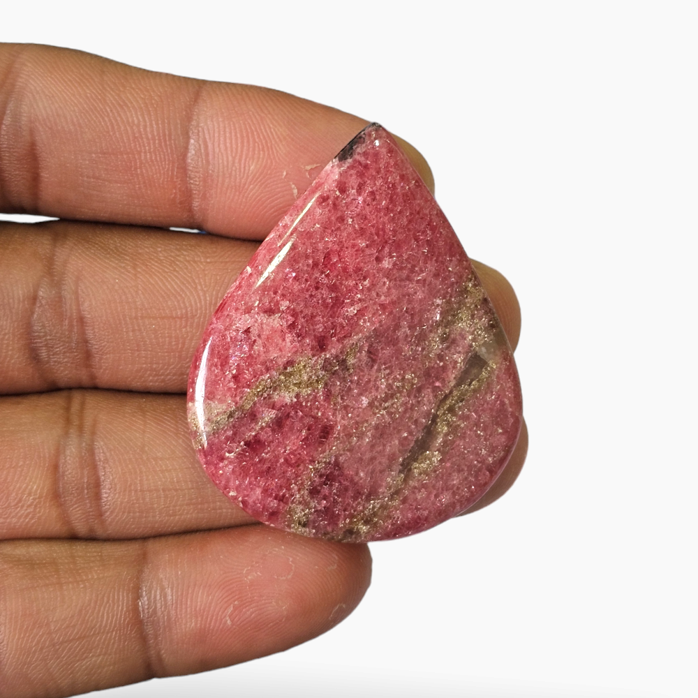 Rhodonite Stone in 96.80 Carats with 46 by 37 MM Size Pear Cut