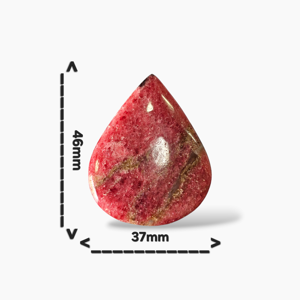 Rhodonite Stone in 96.80 Carats with 46 by 37 MM Size Pear Cut