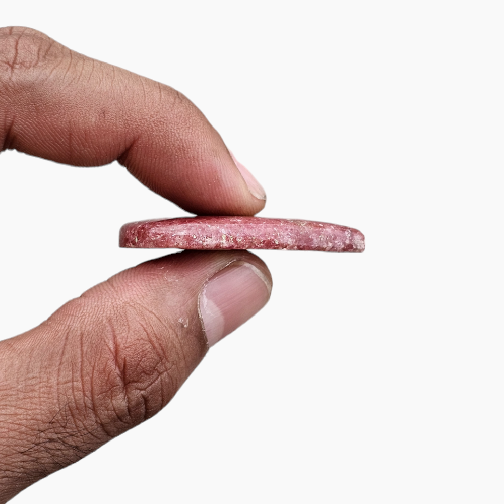Rhodonite Stone in 61.34 Carats Weight with 25 by 41 mm Size