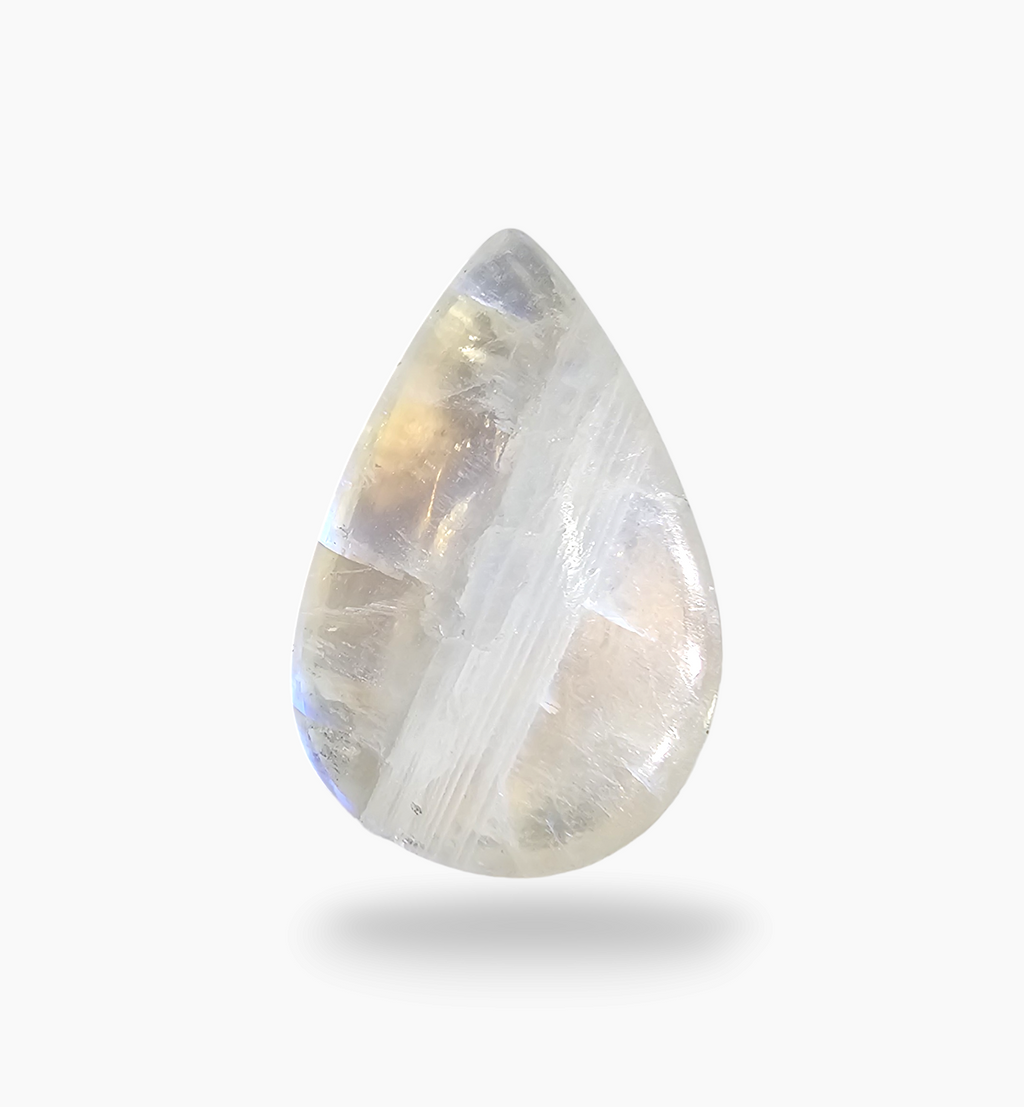Natural Rainbow Moonstone 12.82 Carats Pear Cabochon Shape 20.2x14mm