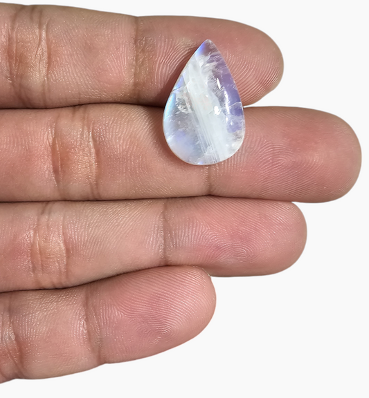 Natural Rainbow Moonstone 12.82 Carats Pear Cabochon Shape 20.2x14mm