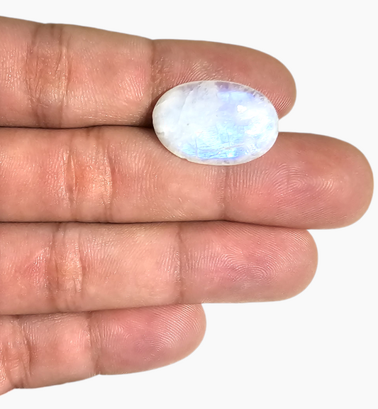 Natural Rainbow Moonstone Gemstone 11.43 Carats Oval Cabochon Shape 22x15mm