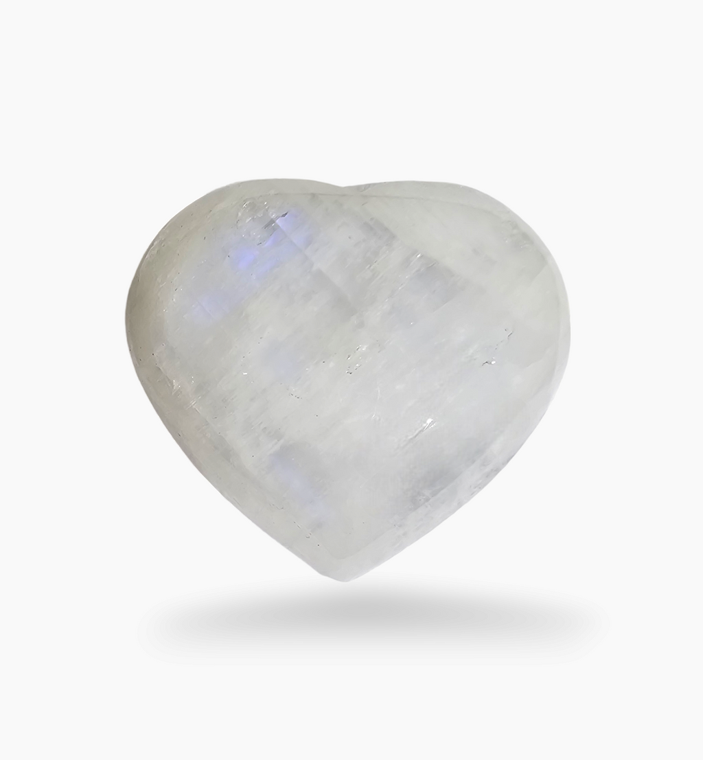Natural Rainbow Moonstone Gemstone 23.32 Carats Heart Cabochon Shape 25x22mm