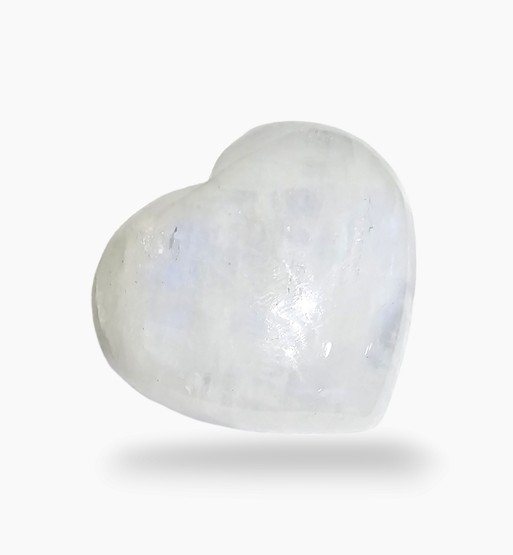 Natural Rainbow Moonstone Gemstone 23.32 Carats Heart Cabochon Shape 25x22mm