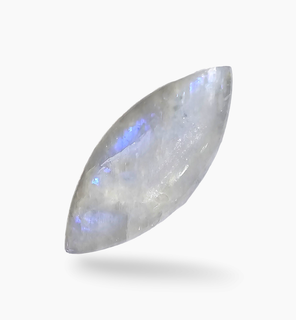 Natural Rainbow Moonstone Gemstone 27.36 Carats Marquise Cabochon Shape 40x16.4mm