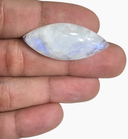 Natural Rainbow Moonstone Gemstone 27.36 Carats Marquise Cabochon Shape 40x16.4mm