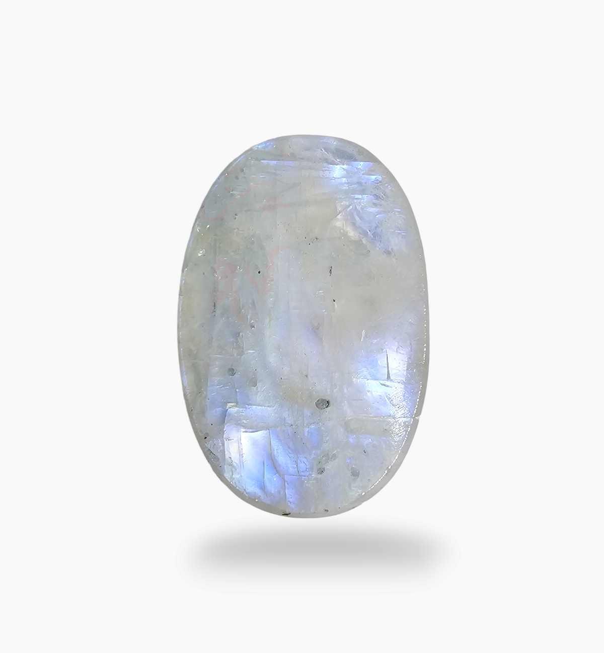 Natural Rainbow Moonstone Gemstone 39.49 Carats Oval Cabochon Shape 9.8x8mm