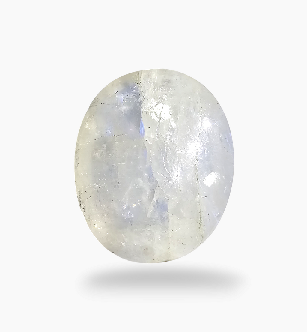 Natural Rainbow Moonstone Gemstone 42.65 Carats Oval Cabochon Shape 25x20.5mm