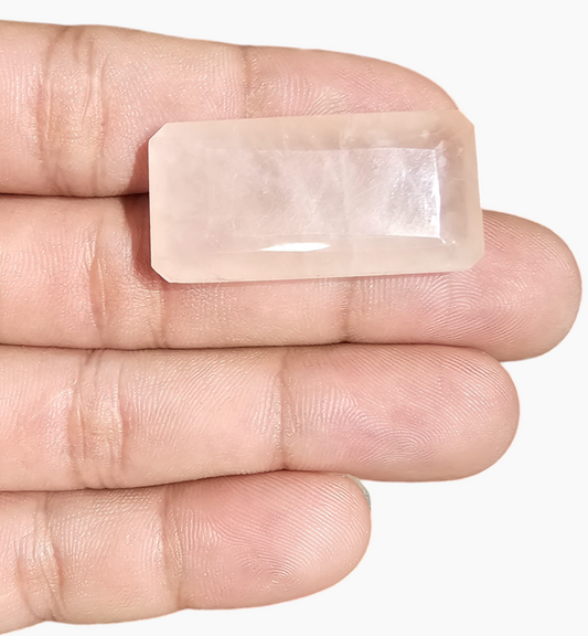 Natural Rose Quartz Stone 51.65 Carats Emerald Cut Shape Size 35x17.5mm