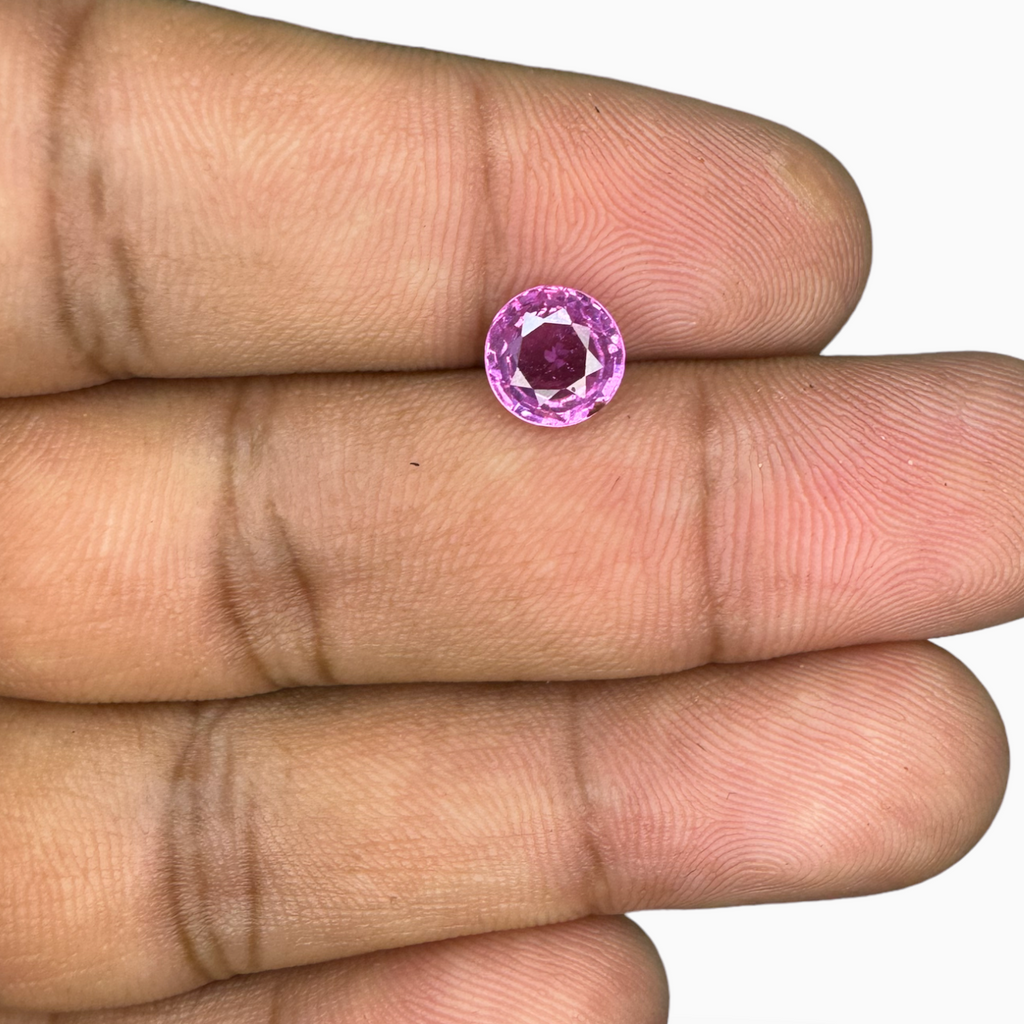 Round Pink Sapphire Stone Round Cut 1.7 Carats 7 mm