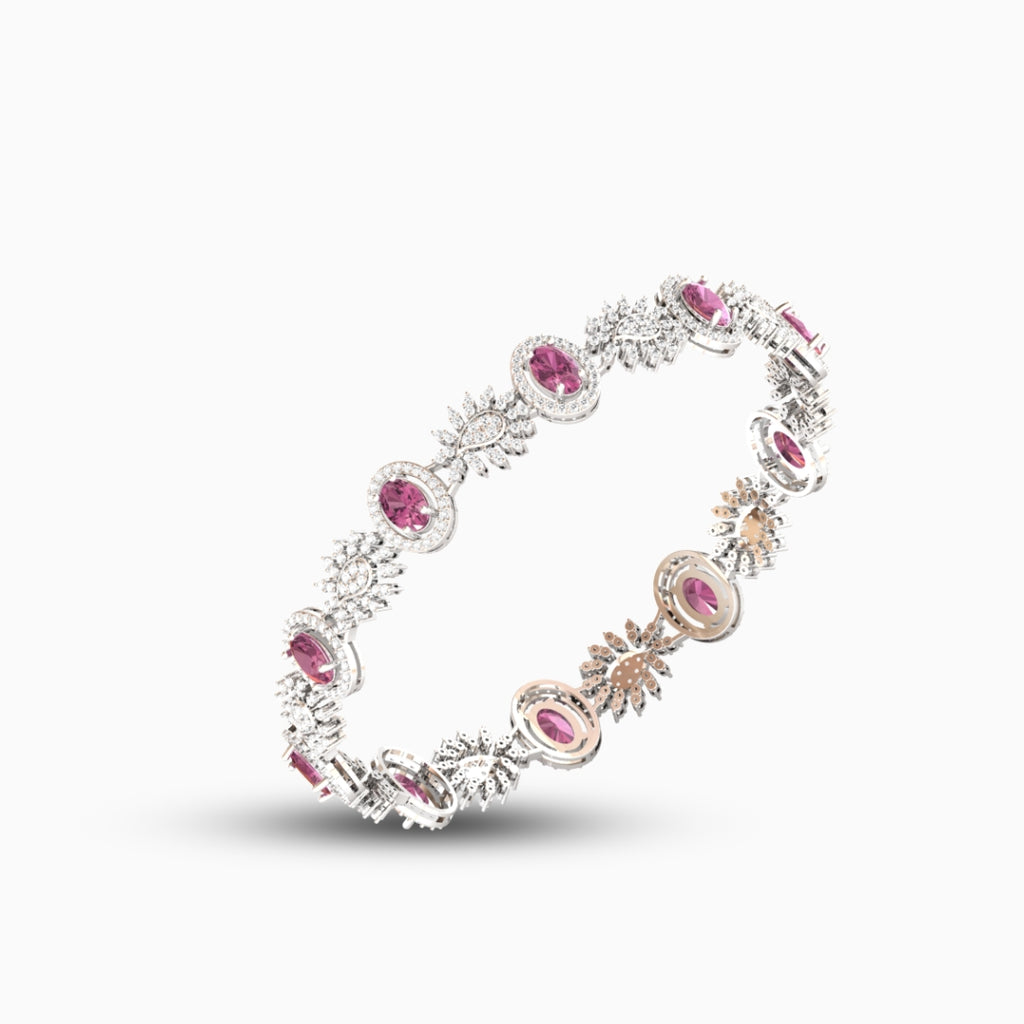 Rubellite Tourmaline Bangles - Lila - Whote Gold