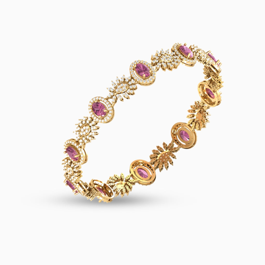 Rubellite Tourmaline Bangles - Urwa - Yellow Gold
