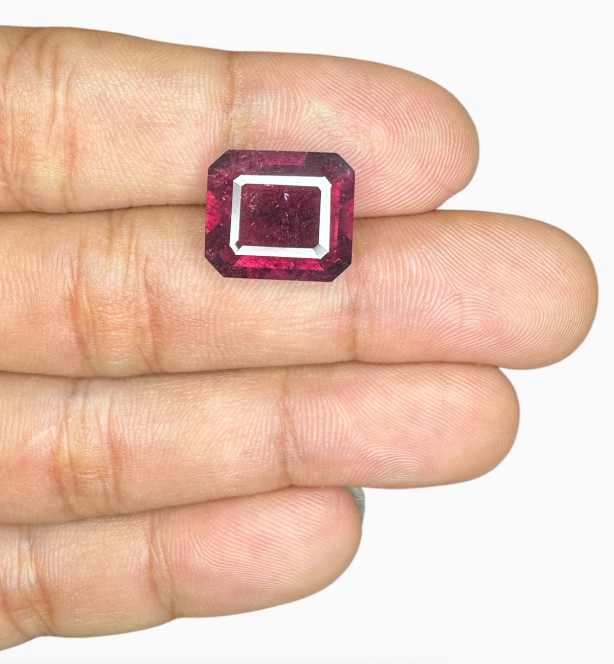 Rubellite Tourmaline Stone 10.47 Carats 15.6 X 12.8 mm Emerald Cut